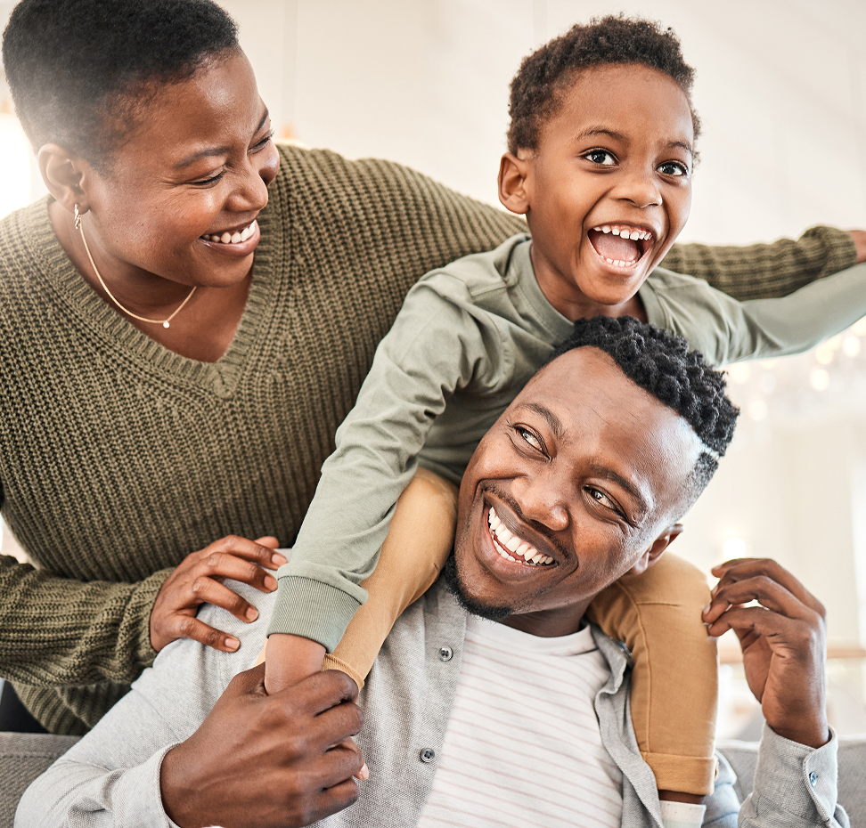 Family expressing happiness